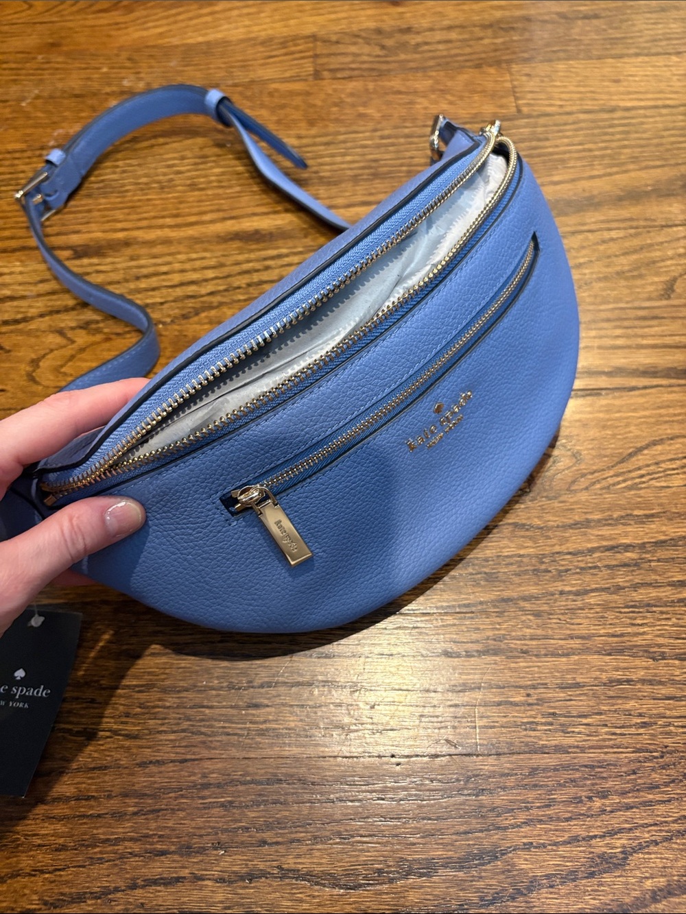 kate spade Blue Leather Crossbody Belt Bag with Gold Hardware - Picture 5 of 8